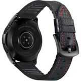 For Apply Samsung Galaxy Watch Active 22mm Carbon Fiber Leather With Silicone Sports Band(Black + Red)