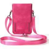 6.3 inch and Below Universal PU Leather Double Zipper Shoulder Carrying Bag with Card Slots & Wallet for Sony  Huawei  Meizu  Lenovo  ASUS  Cubot  Oneplus  Dreami  Oukitel  Xiaomi  Ulefone  Letv  DOOGEE  Vkworld  and other Smartphones (Magenta)