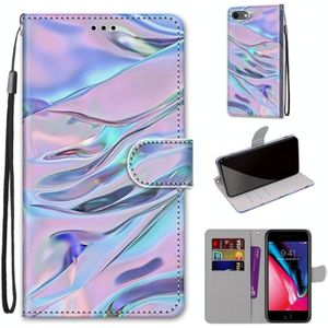Coloured Drawing Cross Texture Horizontal Flip PU Leather Case with Holder & Card Slots & Wallet & Lanyard For iPhone SE 2020 / 8 / 7(Fluorescent Water Texture)