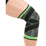 2 PCS Fitness Running Cycling Bandage Knee Support Braces Elastic Nylon Sports Compression Pad Sleeve  Size:M(Green)