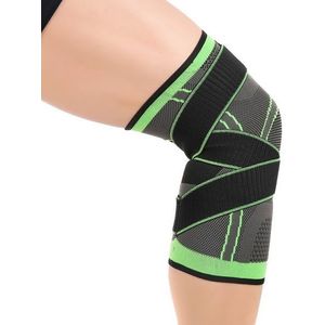 2 PCS Fitness Running Cycling Bandage Knee Support Braces Elastic Nylon Sports Compression Pad Sleeve  Size:M(Green)
