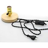 Retro Desktop Decoration Solid Wood E27 Base Lamp Holder without Light Source  EU Plug(Black)