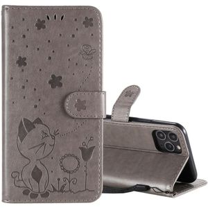 Voor iPhone 11 Pro Cat Bee Embossing Patroon Schokbestendige horizontale flip lederen hoes met houder & kaartslots & portemonnee(Grijs)