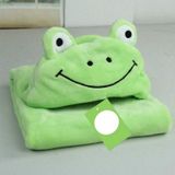 Baby Animal Shape Hooded Cape Bath Towel  Size:100×75cm(Smiling Frog)