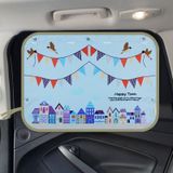 Happy Town Pattern Car Large Rear Window Sunscreen Insulation Window Sunshade Cover  Size: 70*50cm