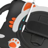 Cute Cat King Kids Shockproof EVA Protective Case with Holder & Shoulder Strap & Handle For iPad 10.2 2021 / 2020 / 2019 / Pro 10.5 / Air 10.5(Black Orange)
