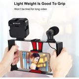 PULUZ 4 in 1 Vlogging Live Broadcast LED Selfie Fill Light Smartphone Video Rig Kits with Microphone + Tripod Mount + Cold Shoe Tripod Head for iPhone  Galaxy  Huawei  Xiaomi  HTC  LG  Google  and Other Smartphones(Red)