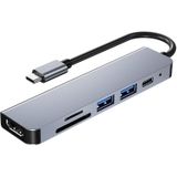 AD-033 6 In 1 USB-C / Type-C To 4K HDMI + SD / TF Card Slot + PD USB-C / Type-C Charging + 2 USB 3.0 Ports Multifunctional HUB Docking Station