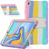 For Samsung Galaxy Tab A 10.1 (2019) T510 3-Layer Protection  Screen Frame + PC + Silicone Shockproof Combination Case with Holder(Colorful Pink)