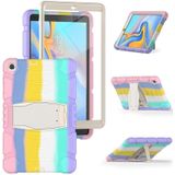 For Samsung Galaxy Tab A 10.1 (2019) T510 3-Layer Protection  Screen Frame + PC + Silicone Shockproof Combination Case with Holder(Colorful Pink)