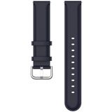 For Samsung Galaxy Watch 3 45mm 22mm Leather Strap with Round Tail Buckle(Navy Blue)