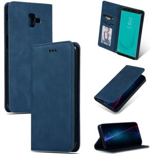 Retro Skin Feel Business Magnetic Horizontal Flip Leather Case for Samsung Galaxy J6 Plus 2018 & J6 Prime(Navy Blue)