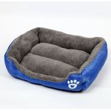 Candy Color Four Seasons Genuine Warm Pet Dog Kennel Mat Teddy Dog Mat  Size: M  54×42×12cm (Dark Blue)