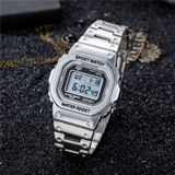 SANDA 390 Fashion Trend Men  Business Watch Outdoor Sports Personality Square Digital Electronic Watch(Silver)