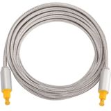 EMK 3m OD4.0mm Gold Plated Metal Head Woven Line Toslink Male to Male Digital Optical Audio Cable (Silver)