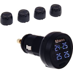 SZdalos DLS-400 Cigarette Plug LCD Display Car Tire Pressure Monitoring System with USB Charger Port & 4 External Sensors