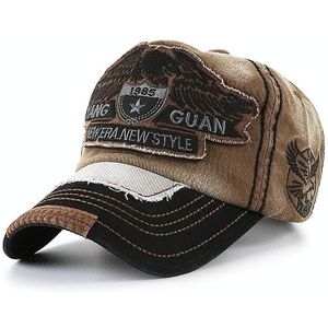 YANG GUAN Eagle Pattern Embroidered Washed Baseball Cap Sun Protection Cap  Size: 54cm(Coffee)