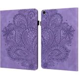 For Samsung Galaxy Tab A 8.0 (2019) T290 Peacock Embossed Pattern TPU + PU Horizontal Flip Leather Case with Holder & Card Slots & Wallet(Purple)