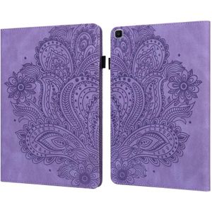 For Samsung Galaxy Tab A 8.0 (2019) T290 Peacock Embossed Pattern TPU + PU Horizontal Flip Leather Case with Holder & Card Slots & Wallet(Purple)