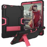 For Galaxy Tab A 10.1 (2019) T510 Contrast Color Silicone + PC Combination Case with Holder(Black + Rose Red)