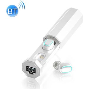 C1 Bluetooth 5.0 TWS Polygonal Touch Digital Display True Wireless Bluetooth Earphone with Charging Box(White)
