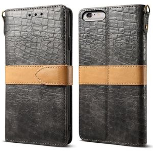Splicing Color Crocodile Texture PU Horizontal Flip Leather Case for iPhone 6 Plus / 6s Plus  with Wallet & Holder & Card Slots & Lanyard (Grey)