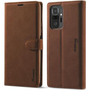 Voor Xiaomi Redmi Note 10s Forwenw F1 Serie Matte Sterke Magnetism Horizontale Flip Lederen Case met Houder & Card Slots & Portemonnee & Photo Frame (Brown)