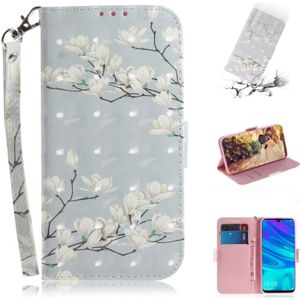 3D Colored Drawing Magnolia Pattern Horizontal Flip Leather Case for Huawei P Smart+ 2019 / Enjoy 9s / Honor 10i / Honor 20i / Honor 20 Lite  with Holder & Card Slots & Wallet