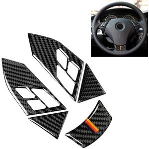 5 in 1 Car Carbon Fiber Germany Color Steering Wheel Button Decorative Sticker for BMW 5 Series E60 2004-2010  Left and Right Drive Universal