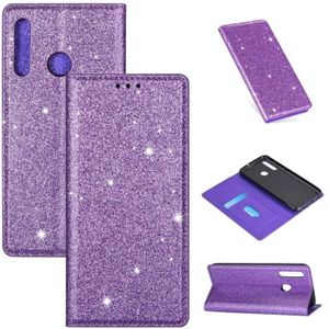 Voor Huawei P Smart+ 2019 Ultrathin Glitter Magnetic Horizontal Flip Leather Case met Holder & Card Slots(Paars)