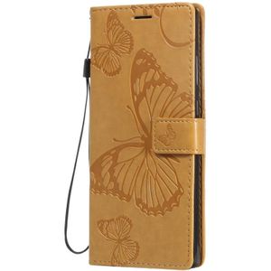 For Samsung Galaxy Note20 3D Butterflies Embossing Pattern Horizontal Flip Leather Case with Holder & Card Slot & Wallet(Yellow)