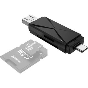 YH-109 SD/TF/Type-C/Micro USB/USB Computer PC Mobile Phone OTG Card Reader(Black)