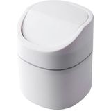 Household Mini Desktop Trash Can Covered Debris Storage Cleaning Cylinder Box  Style:Flip Lip(White)