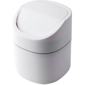 Household Mini Desktop Trash Can Covered Debris Storage Cleaning Cylinder Box  Style:Flip Lip(White)