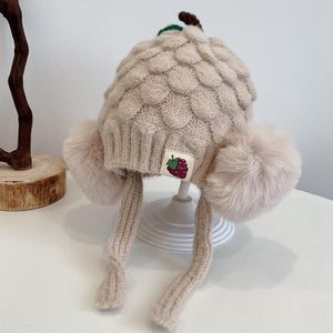 MZ9848 Fruit Pineapple Shape Hat Baby Knitted Hat Children Winter Warm Woolen Hat Bomber Hat  Size: Suitable for 3-16 Months Baby(Beige)