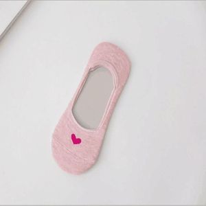 3 Pairs  Non-slip Heart Pattern Invisible Socks(Pink)