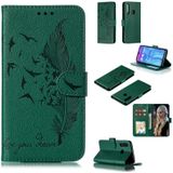 Feather Pattern Litchi Texture Horizontal Flip Leather Case with Wallet & Holder & Card Slots For Huawei Honor 10i / P Smart+ 2019 / Honor 20i / Honor 10 Lite(Green)