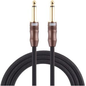 EMK 6.35mm Male to Male 3 Section Gold-plated Plug Cotton Braided Audio Cable for Guitar Amplifier Mixer  Length: 1.5m (Black)