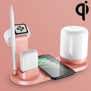 WS6 10W 2 USB Ports + USB-C / Type-C Port Multi-function Desk Lamp + Qi Wireless Charging Charger (Pink)