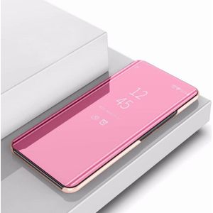 Plating Mirror Left and Right Flip Cover with Bracket Holster for iPhone 11(Rose gold)