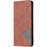 For Samsung Galaxy Note 20 Rhombus Texture Horizontal Flip Magnetic Leather Case with Holder & Card Slots & Wallet(Brown)