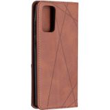 For Samsung Galaxy Note 20 Rhombus Texture Horizontal Flip Magnetic Leather Case with Holder & Card Slots & Wallet(Brown)