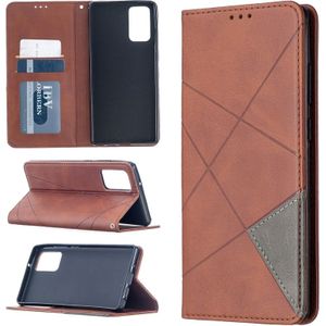 For Samsung Galaxy Note 20 Rhombus Texture Horizontal Flip Magnetic Leather Case with Holder & Card Slots & Wallet(Brown)