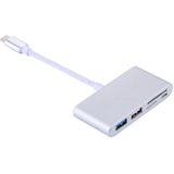 5 in 1 Micro SD + SD + USB 3.0 + USB 2.0 + Micro USB Port to USB-C / Type-C OTG COMBO Adapter Card Reader for Tablet  Smartphone  PC(Silver)