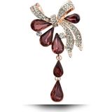 Women Drill Droplet Butterfly-knotted Brooch(Purple)