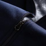 2 in 1 Winter Letter Pattern Plus Velvet Thick Hooded Jacket + Trousers Casual Sports Set for Men (Color:Dark Blue Size:XXXL)