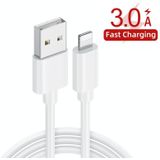 YSY-310QC18W QC3.0 Dual Port USB Car Charger + 3A USB to 8 Pin Data Cable  Cable Length: 1m(White)