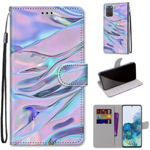 For Samsung Galaxy S20+ Coloured Drawing Cross Texture Horizontal Flip PU Leather Case with Holder & Card Slots & Wallet & Lanyard(Fluorescent Water Pattern)