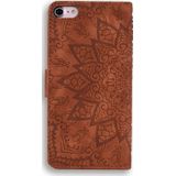 Calf Pattern Double Folding Design Embossed Leather Case with Wallet & Holder & Card Slots for iPhone 8 & 7(Brown)