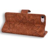 Calf Pattern Double Folding Design Embossed Leather Case with Wallet & Holder & Card Slots for iPhone 8 & 7(Brown)